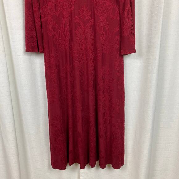 Soft Surroundings Red Damask V Neck Maxi Dress Sz.L - Picture 4 of 11
